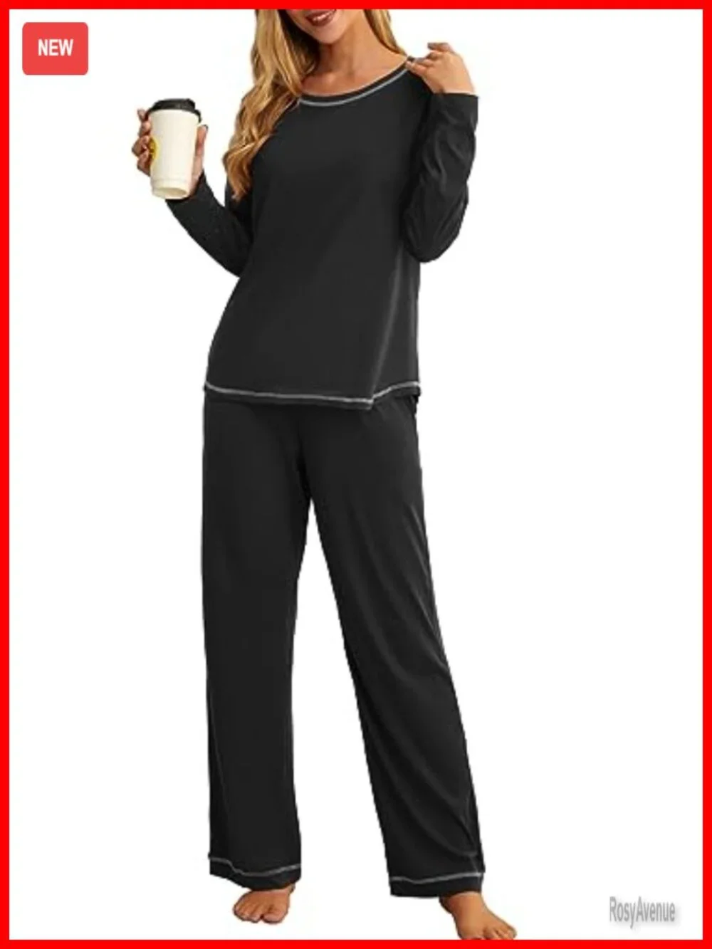 Women's Pajama Set Long Sleeve Lounge Sleepwear Soft 2 Piece with Pockets